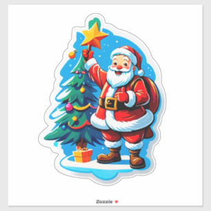 Joyful Santa Claus Holding a Small Christmas Tree