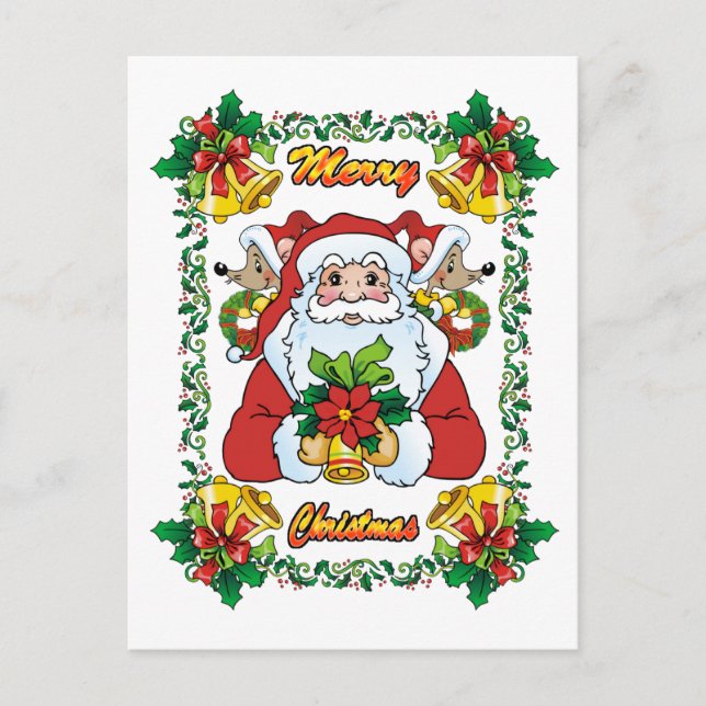 Joyful Santa Holiday Postcard (Front)