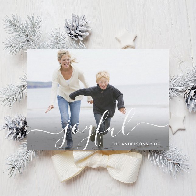 Joyful Script Holiday Photo Card (Creator Uploaded)