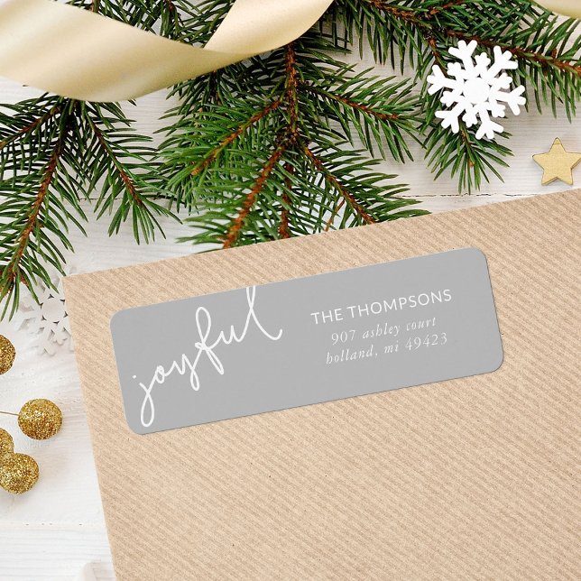 Joyful Script Holiday Return Address Label (Creator Uploaded)