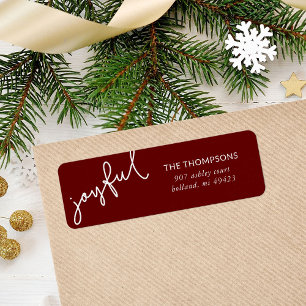 Joyful Script Holiday Return Address Label
