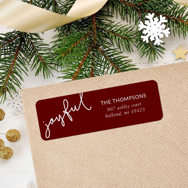 Joyful Script Holiday Return Address Label (Creator Uploaded)