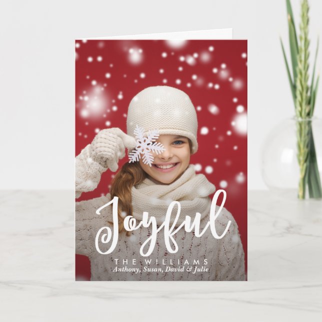 Joyful Script Modern Christmas | Holiday Photo Card (Front)