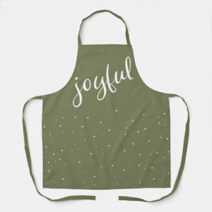 Joyful Script Olive Green Simple Christmas Holiday Apron