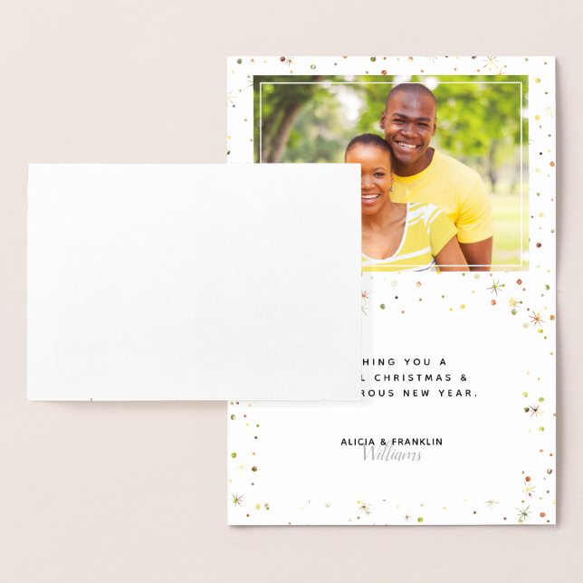 Joyful Script + Photo Colour-Matching Snow + Stars Foil Card (Display)