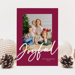 Joyful Script Photo  Holiday Card
