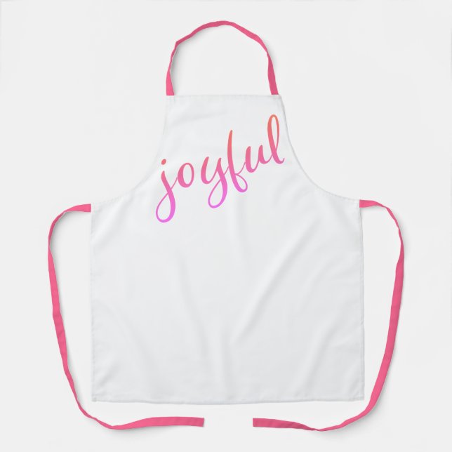 Joyful Script Pink Simple Christmas Holiday  Apron (Front)