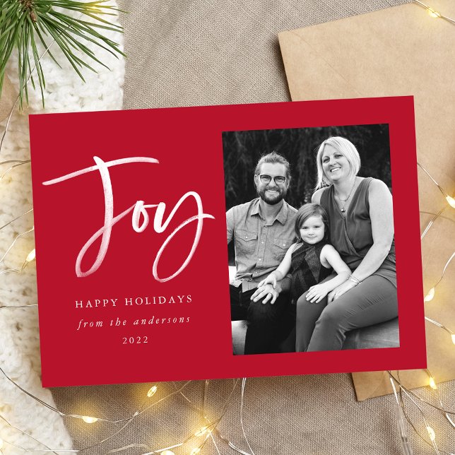 Joyful Script | Red Holiday Photo Card (Creator Uploaded)