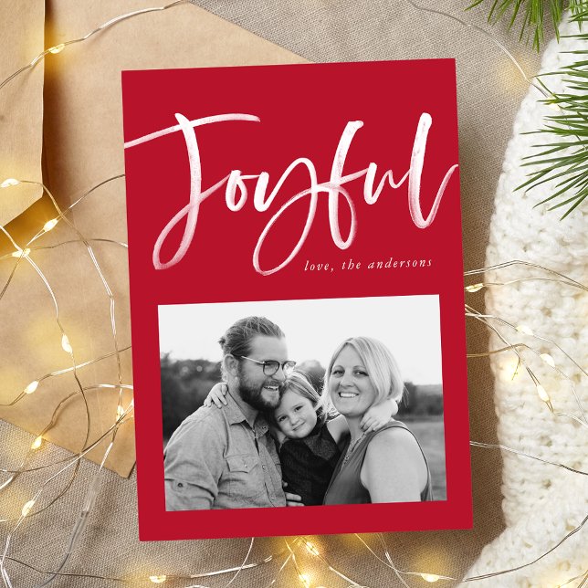 Joyful Script | Red Holiday Photo Card (Creator Uploaded)