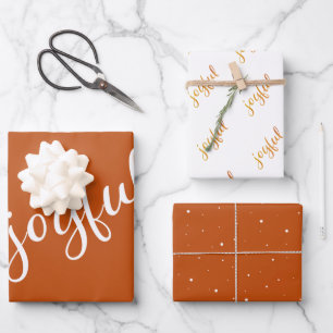 Joyful Script Snowflake Olive Green Holiday Wrappi Wrapping Paper Sheet
