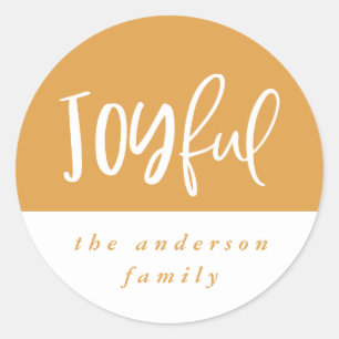 Joyful script text typography Christmas holiday Classic Round Sticker