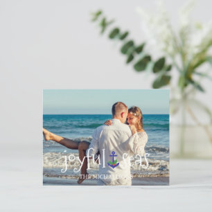 Joyful Seas Beach Nautical Christmas Holiday Postcard