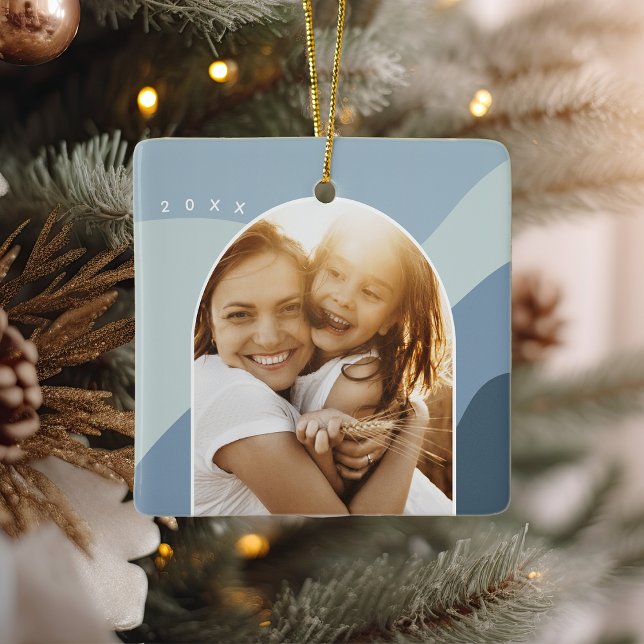 Joyful Shades | Custom Name & Year Photo Ceramic Ornament (Creator Uploaded)