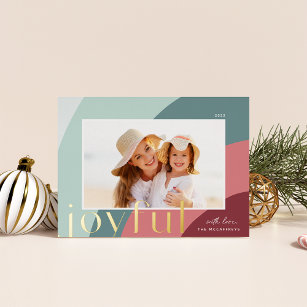 Joyful Shades   Modern Horizontal Photo Foil Holiday Card