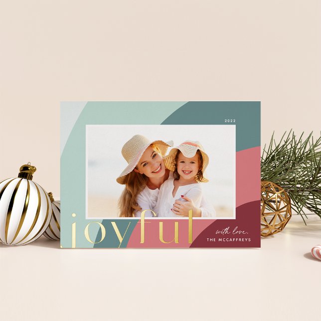 Joyful Shades | Modern Horizontal Photo Foil Holiday Card (Creator Uploaded)