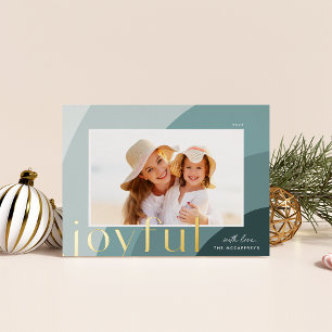 Joyful Shades   Modern Horizontal Photo Foil Holiday Card