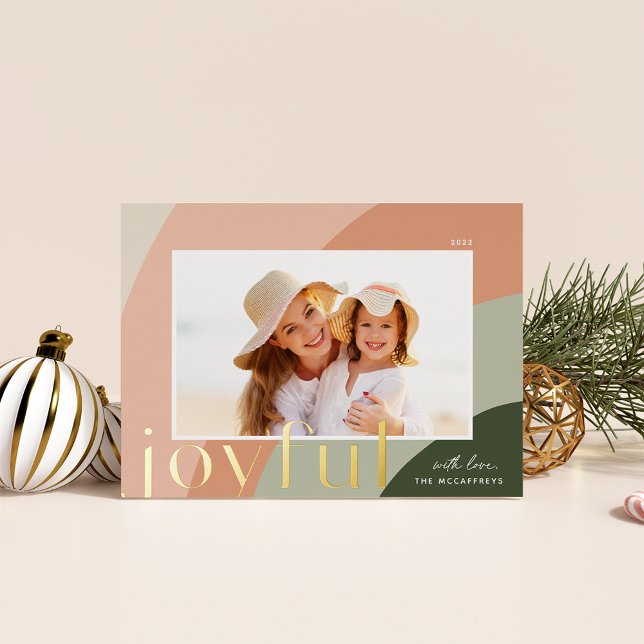 Joyful Shades | Modern Horizontal Photo Foil Holiday Card (Creator Uploaded)