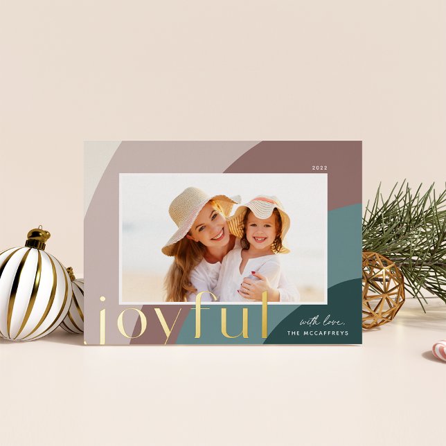 Joyful Shades | Modern Horizontal Photo Foil Holiday Card (Creator Uploaded)