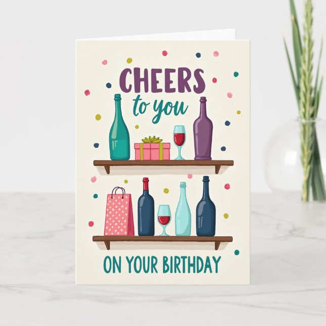 Joyful Shelf Bottles Card (Front)