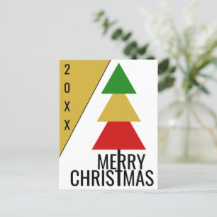 JOYFUL SIMPLE COLORFUL MERRY CHRISTMAS TREE HOLIDAY POSTCARD
