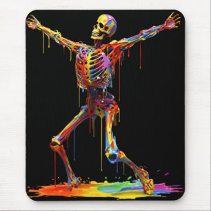 Joyful Skeleton: Dance of Colours Mouse Pad