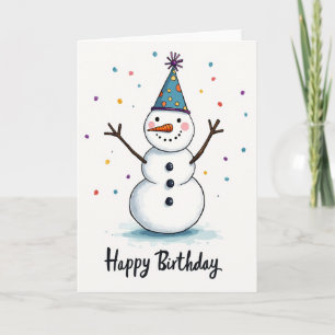 Joyful Snow Birthday Card