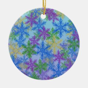 Joyful Snowfall — Colorful Holiday Ornament
