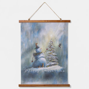 Joyful Snowman by Jason Street Hanging Tapestry