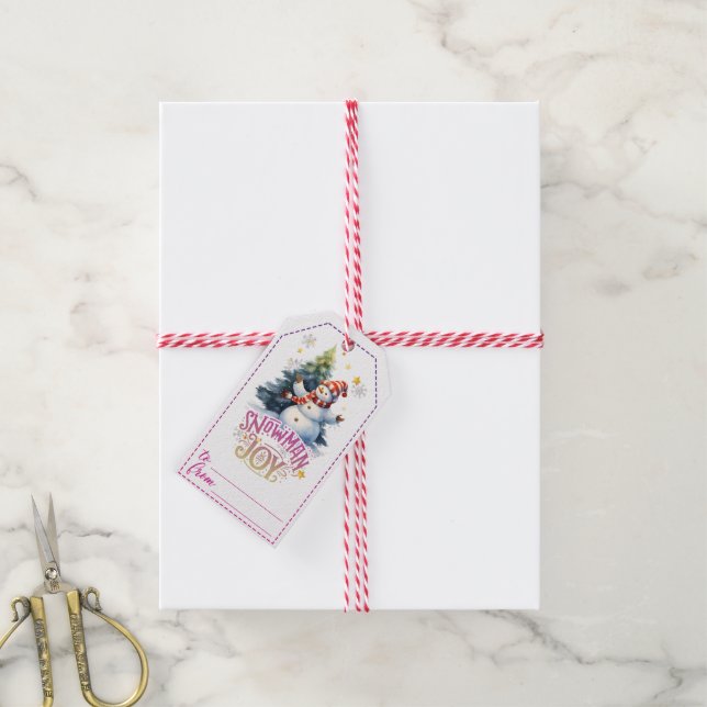 Joyful snowman Christmas gift tags (With Twine)