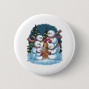 Joyful Snowman Family 6 Cm Round Badge