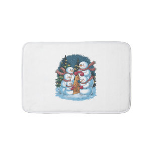 Joyful Snowman Family Bath Mat
