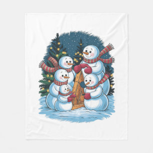 Joyful Snowman Family Fleece Blanket
