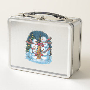 Joyful Snowman Family Metal Lunch Box