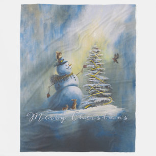 Joyful Snowman Fleece Blanket