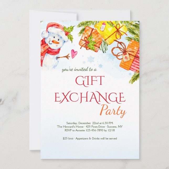 Joyful Snowman Invitation (Front)