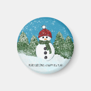 Joyful Snowman Merry Christmas and Happy New Year Magnet