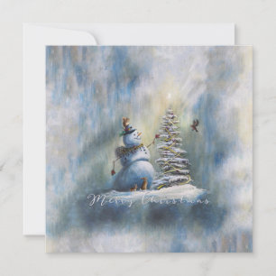 Joyful Snowman Square 5.25" Thank You Card
