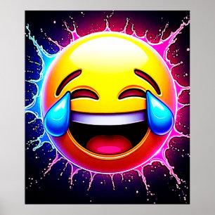 Joyful Splash: Laughing Emoji Art Poster