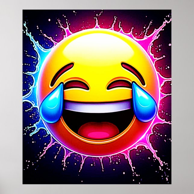 Joyful Splash: Laughing Emoji Art Poster (Front)