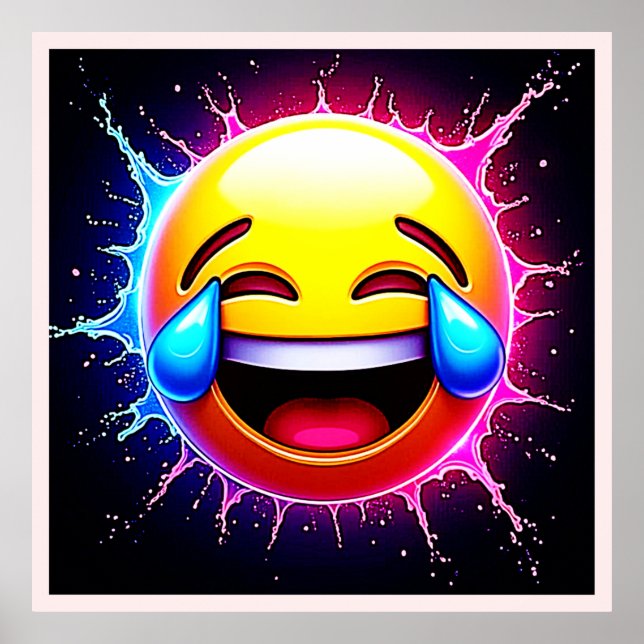 Joyful Splash: Laughing Emoji Art Poster (Front)