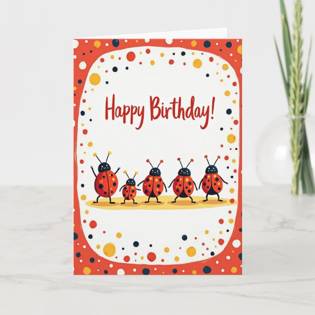 Joyful Spotted Bugs Card (Front)