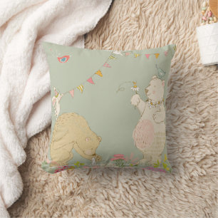 Joyful spring bears cushion