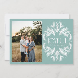 Joyful Spruce Frame Teal  Holiday Card