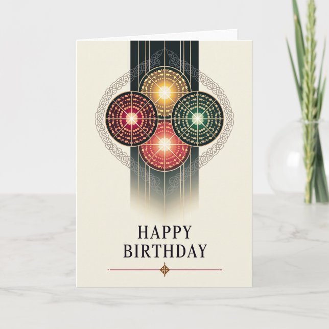 Joyful Stained Glass Birthday Card (Front)