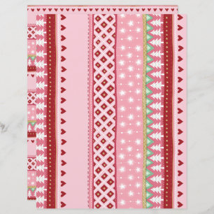 Joyful Stripe Pink Christmas Scrapbook Paper