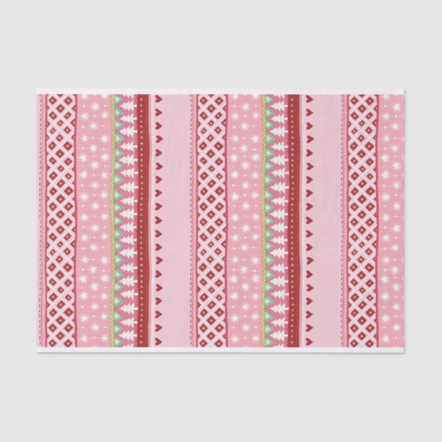 Joyful Stripe Pink Christmas Tissue Paper (Front)