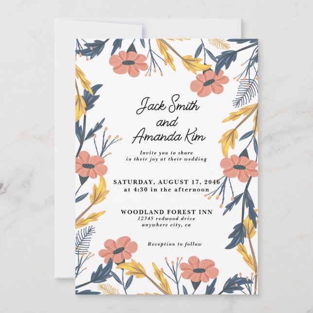 Joyful Summer Flower Wedding Invitations (Front)