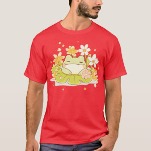 Joyful Summer Kawaii Baby Frog On A Water Lily T-Shirt