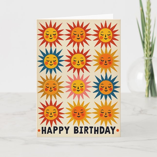 Joyful Sun Faces Birthday Card (Front)