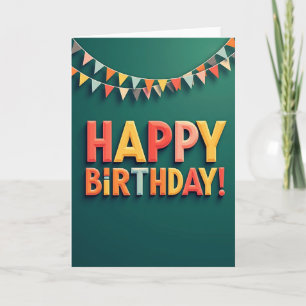 Joyful Teal 3D Birthday Card